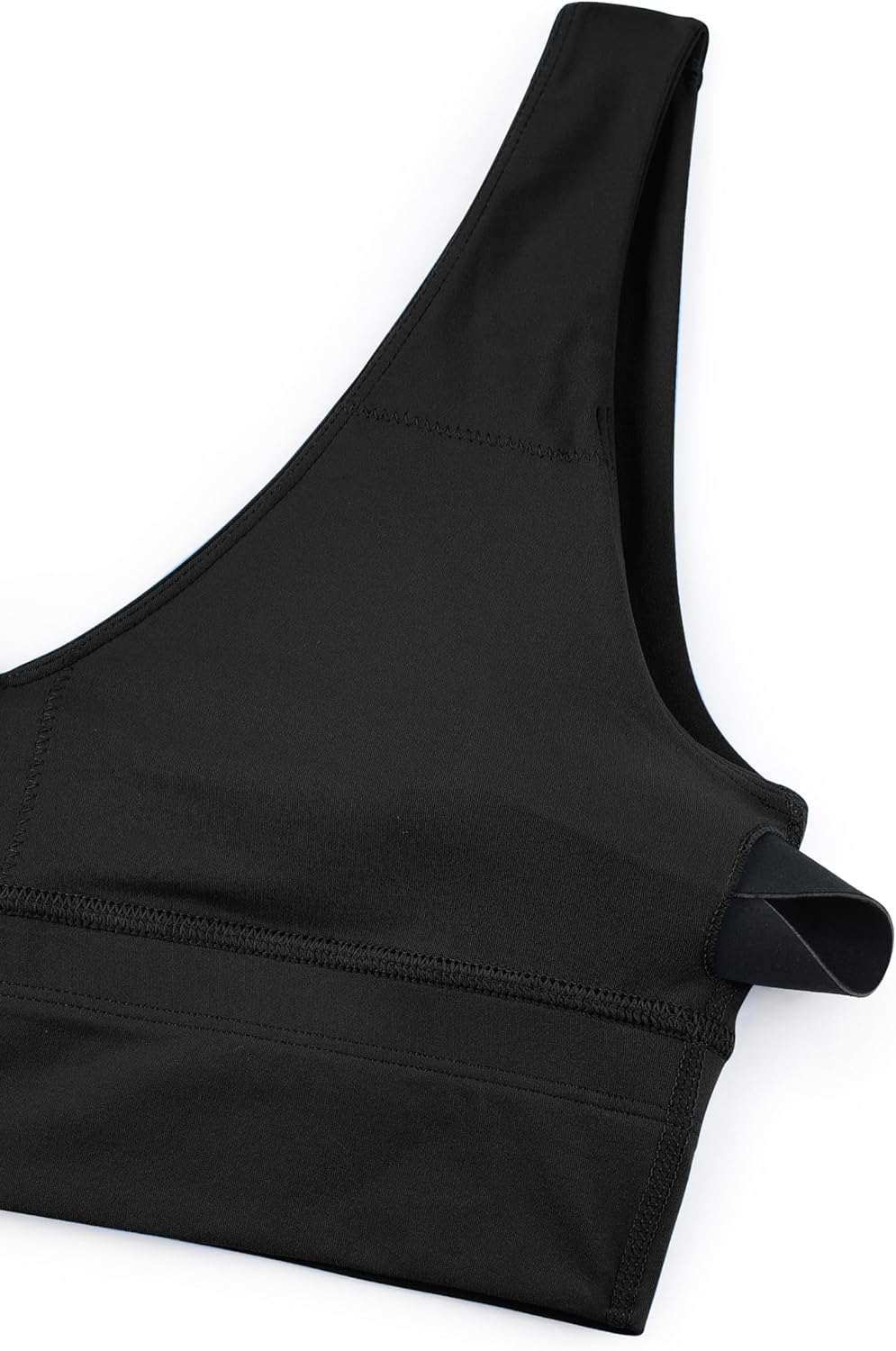 CRZ YOGA Butterluxe Womens VNeck Longline Sports Bra  U Back Wireless Yoga Bra Low Impact Padded Crop TopBlack