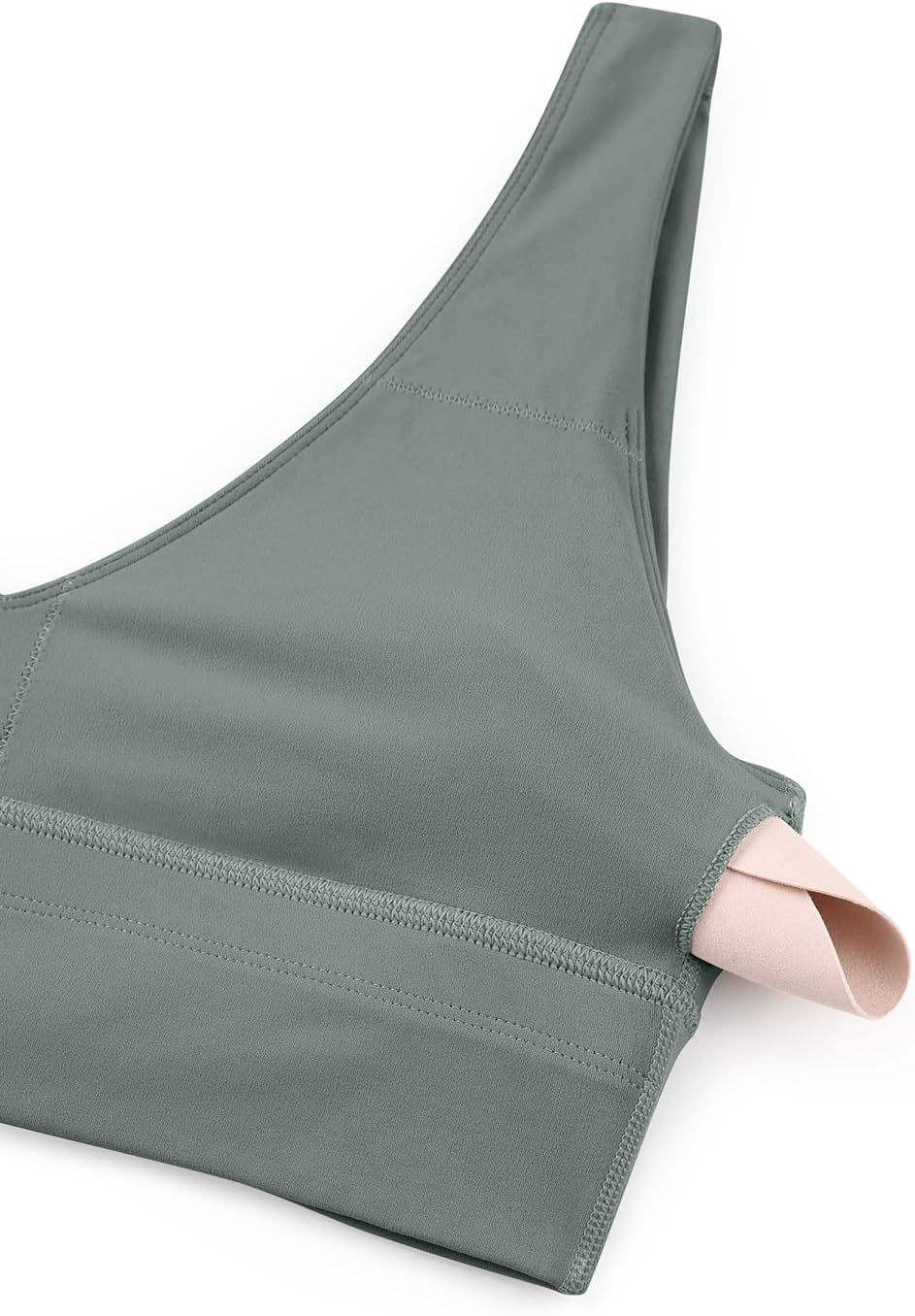 CRZ YOGA Butterluxe Womens VNeck Longline Sports Bra  U Back Wireless Yoga Bra Low Impact Padded Crop TopGrey Sage