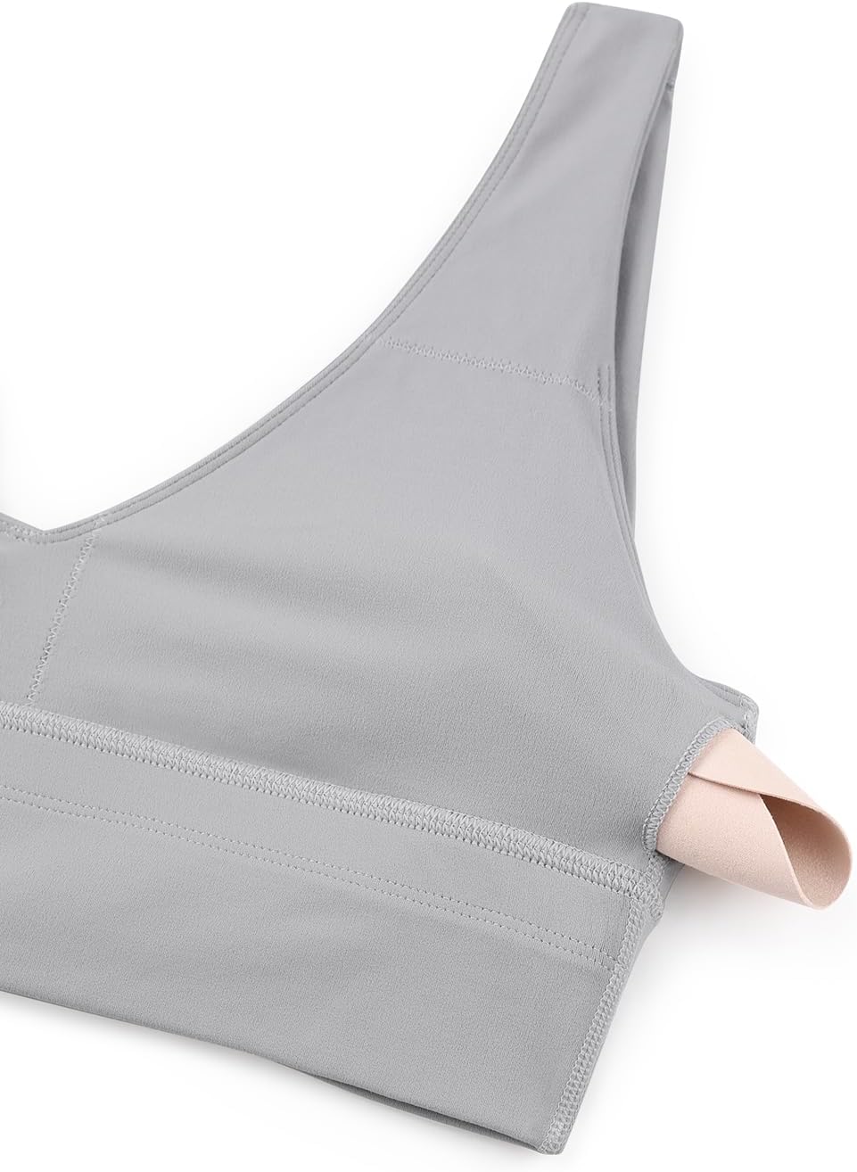CRZ YOGA Butterluxe Womens VNeck Longline Sports Bra  U Back Wireless Yoga Bra Low Impact Padded Crop TopGull Gray
