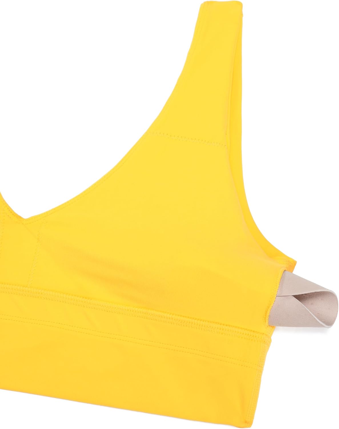 CRZ YOGA Butterluxe Womens VNeck Longline Sports Bra  U Back Wireless Yoga Bra Low Impact Padded Crop TopHigh Visibility Yellow