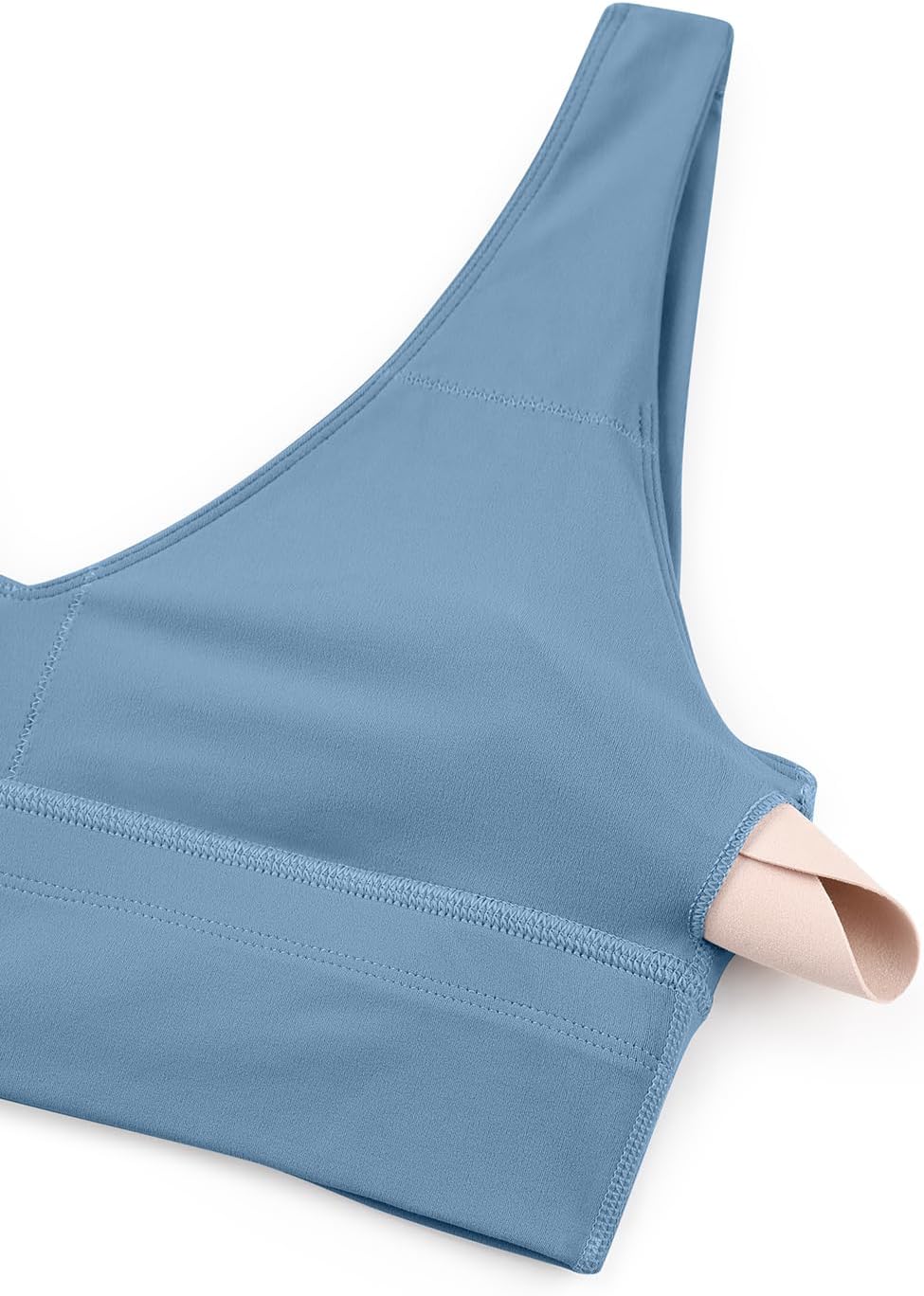 CRZ YOGA Butterluxe Womens VNeck Longline Sports Bra  U Back Wireless Yoga Bra Low Impact Padded Crop TopUniverse Blue