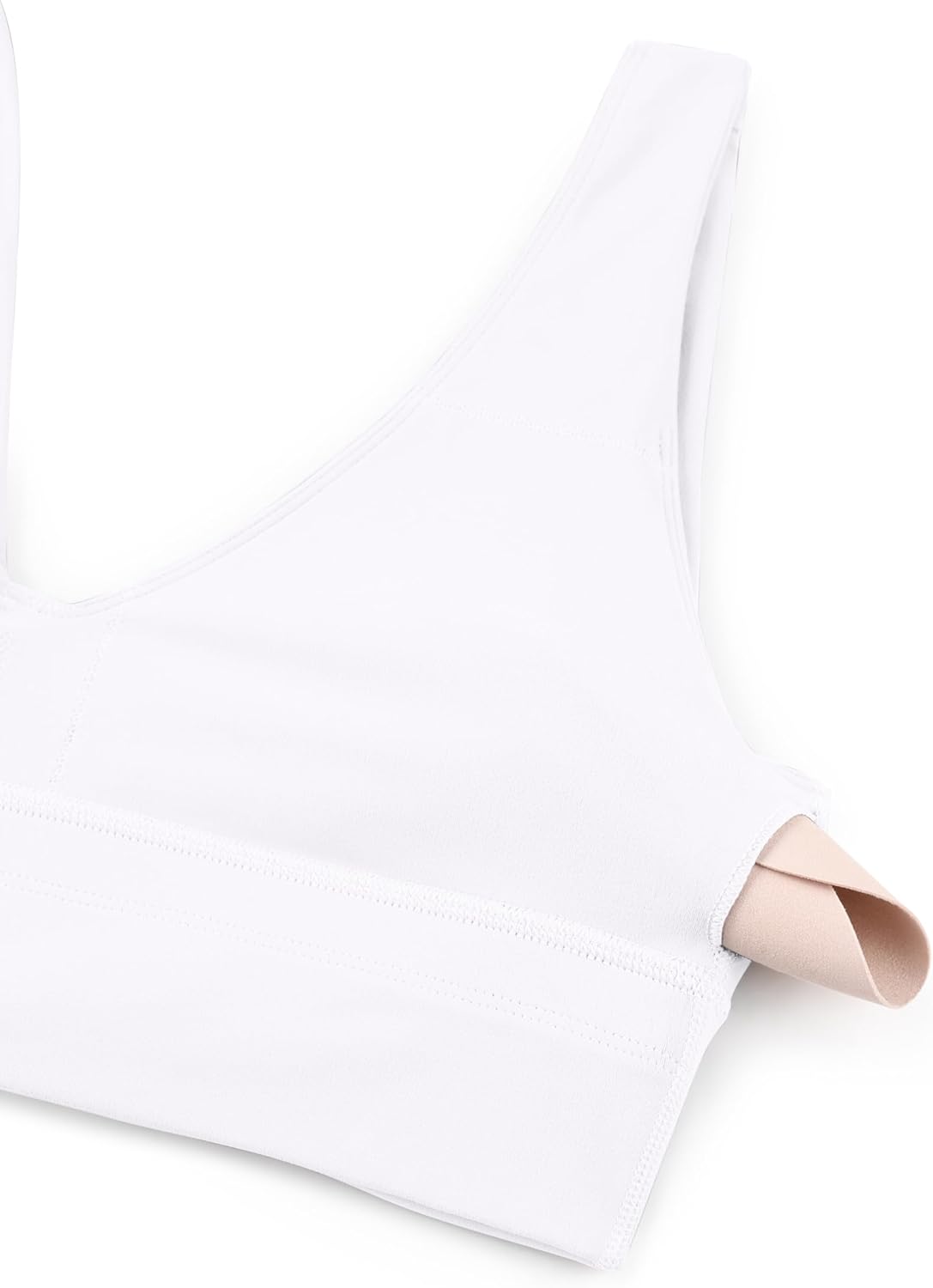 CRZ YOGA Butterluxe Womens VNeck Longline Sports Bra  U Back Wireless Yoga Bra Low Impact Padded Crop TopWhite