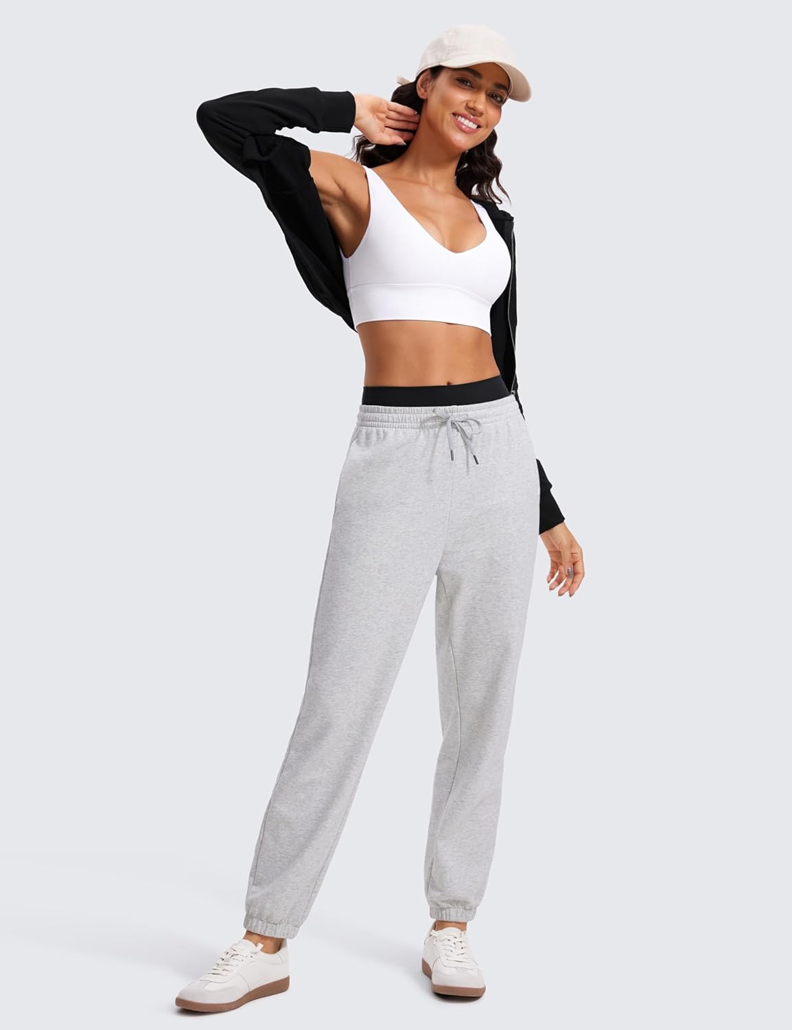 CRZ YOGA Butterluxe Womens VNeck Longline Sports Bra  U Back Wireless Yoga Bra Low Impact Padded Crop TopWhite