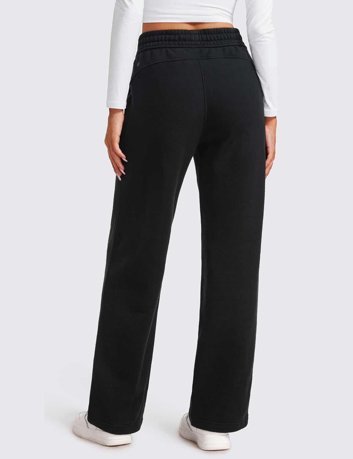 CRZ YOGA Cotton Fleece Lined Sweatpants Women 30quot Straight Leg Casual Lounge Sweat Pants for WomenBlack