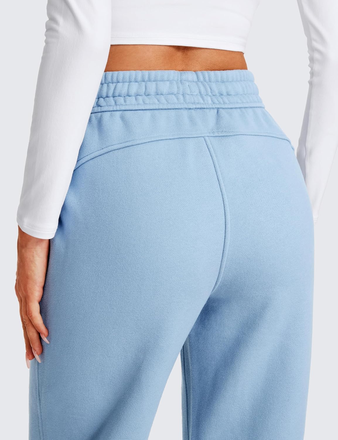 CRZ YOGA Cotton Fleece Lined Sweatpants Women 30quot Straight Leg Casual Lounge Sweat Pants for WomenCambric Blue