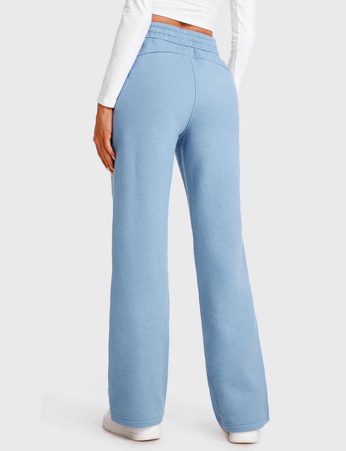CRZ YOGA Cotton Fleece Lined Sweatpants Women 30quot Straight Leg Casual Lounge Sweat Pants for WomenCambric Blue