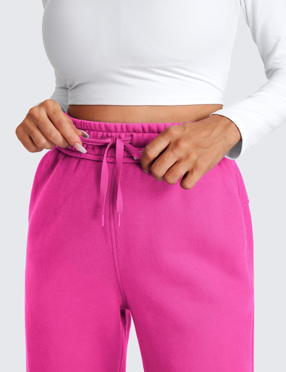 CRZ YOGA Cotton Fleece Lined Sweatpants Women 30quot Straight Leg Casual Lounge Sweat Pants for WomenHibiscus Purple