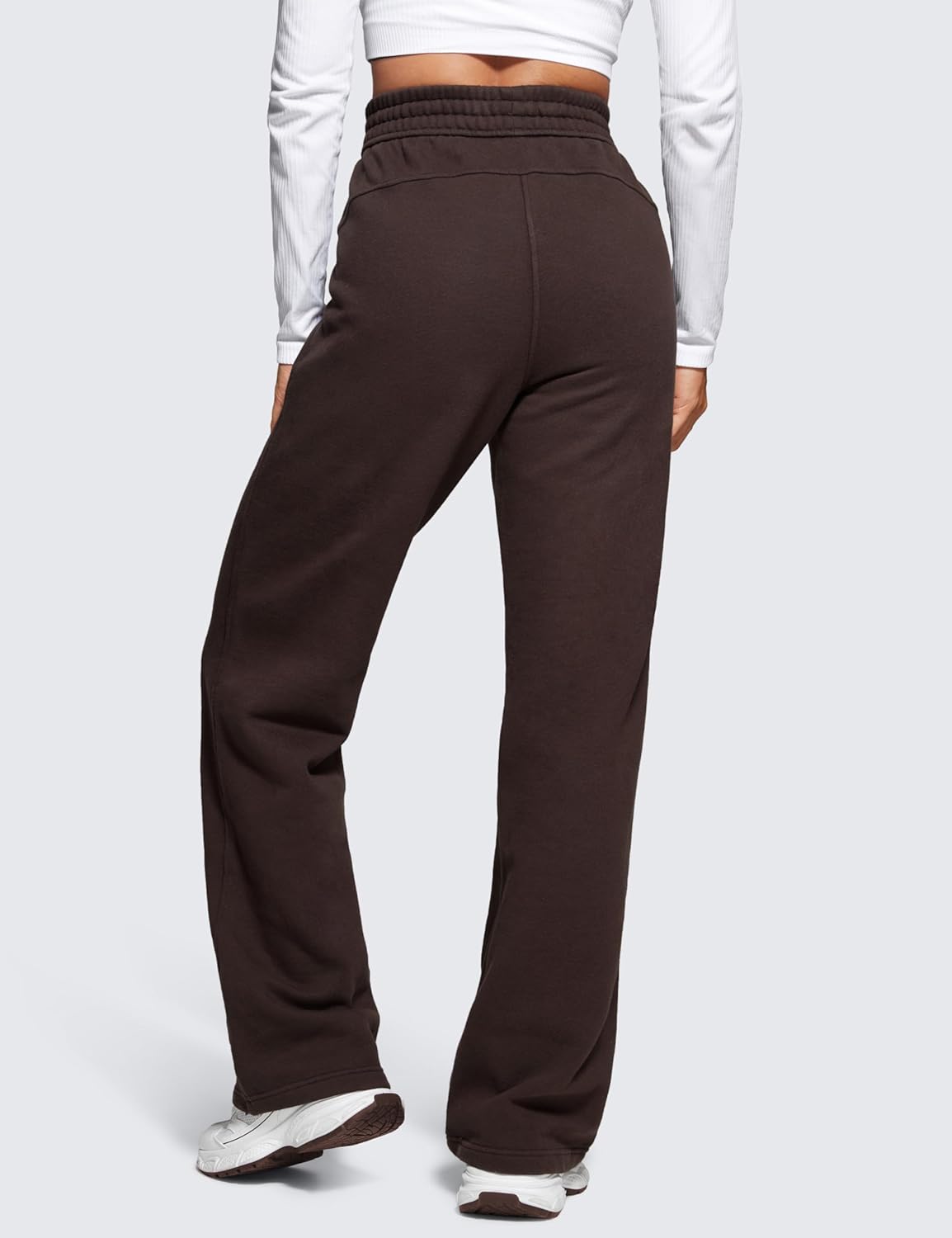 CRZ YOGA Cotton Fleece Lined Sweatpants Women 30quot Straight Leg Casual Lounge Sweat Pants for WomenHot Fudge Brown
