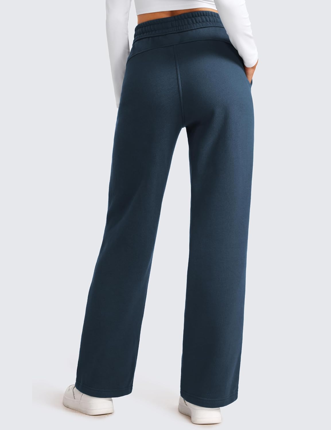 CRZ YOGA Cotton Fleece Lined Sweatpants Women 30quot Straight Leg Casual Lounge Sweat Pants for WomenInk Blue