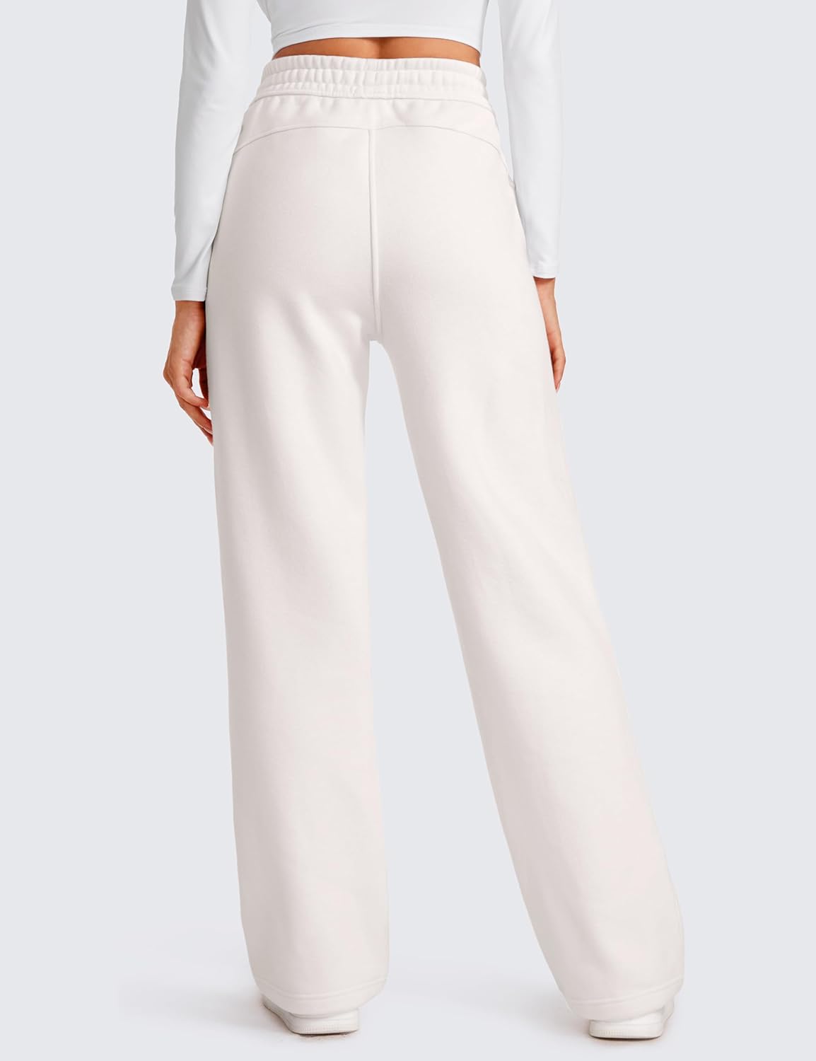 CRZ YOGA Cotton Fleece Lined Sweatpants Women 30quot Straight Leg Casual Lounge Sweat Pants for WomenMilky White Bone
