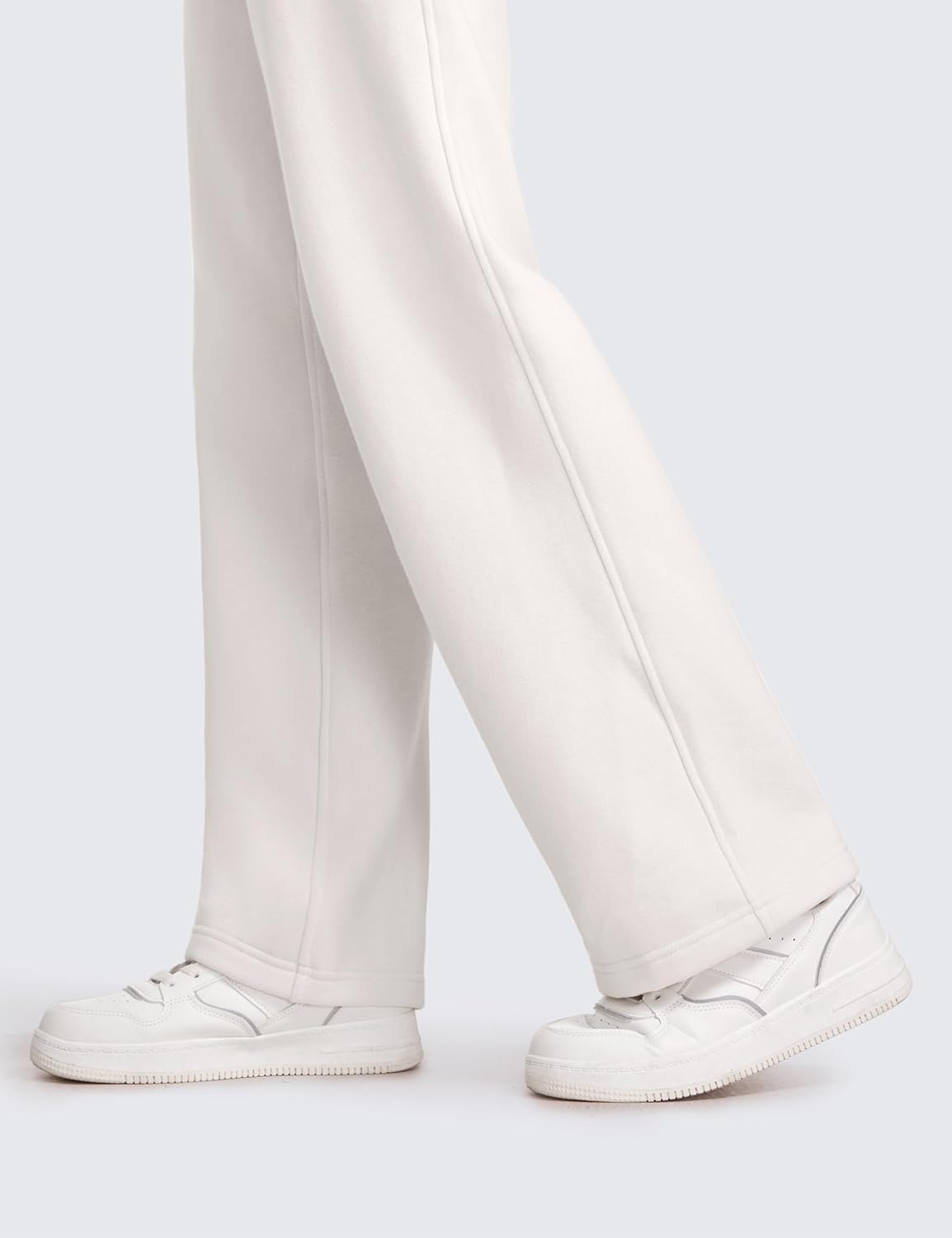 CRZ YOGA Cotton Fleece Lined Sweatpants Women 30quot Straight Leg Casual Lounge Sweat Pants for WomenMilky White Bone
