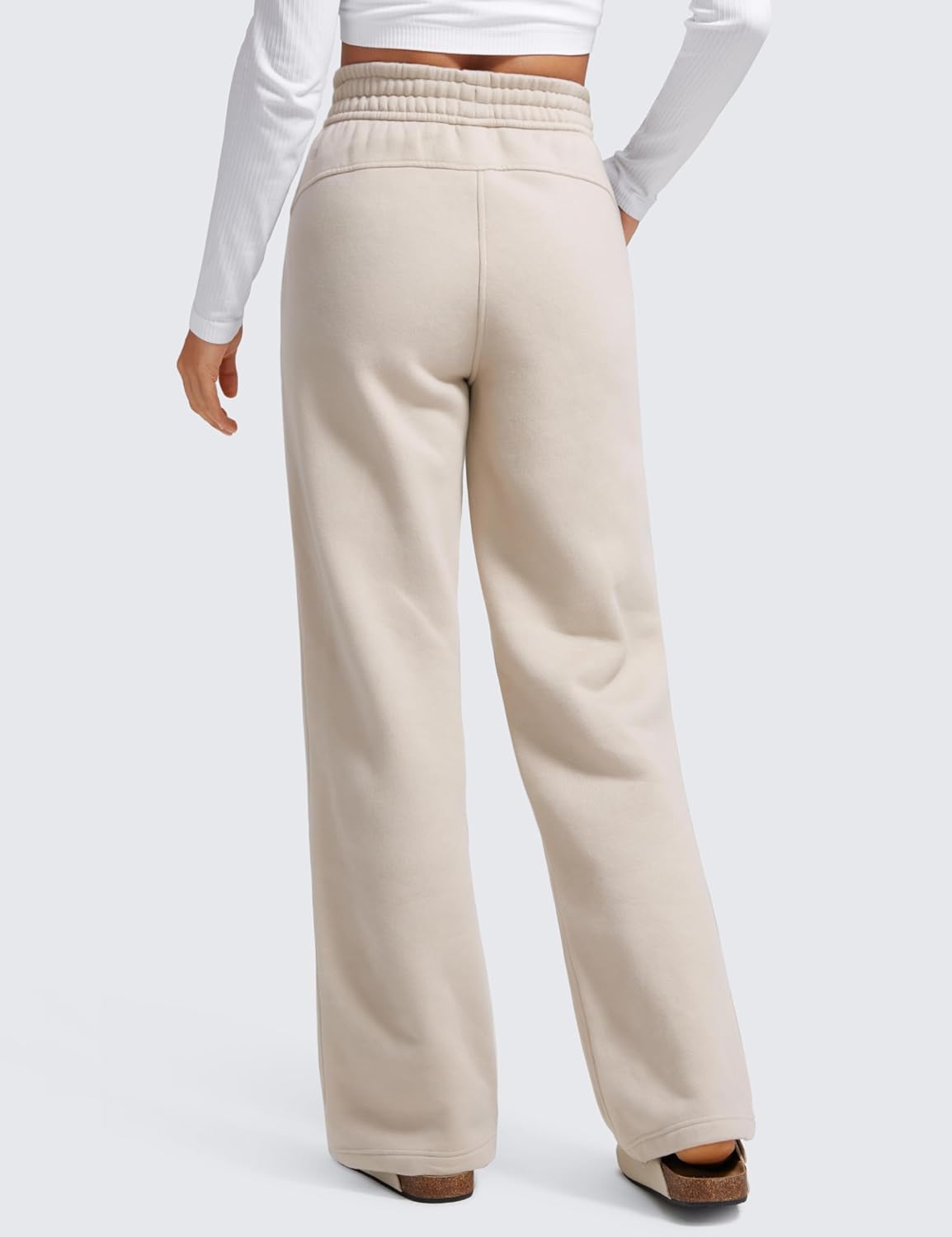 CRZ YOGA Cotton Fleece Lined Sweatpants Women 30quot Straight Leg Casual Lounge Sweat Pants for WomenMojave Tan