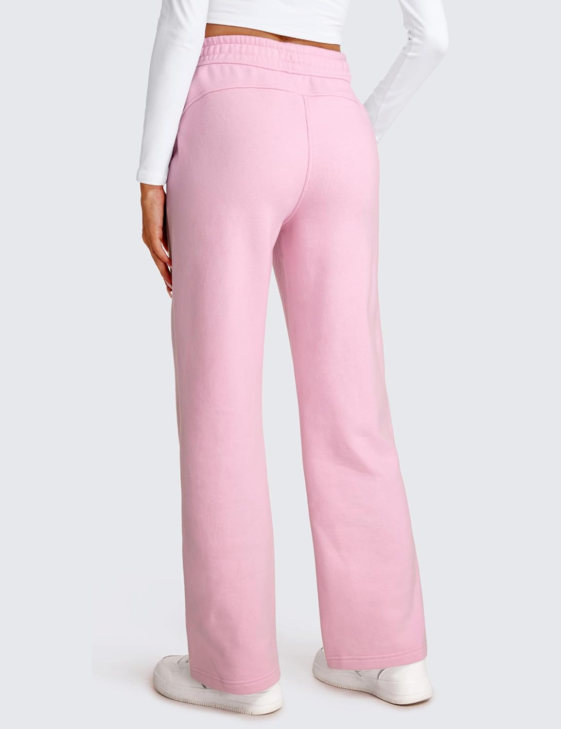 CRZ YOGA Cotton Fleece Lined Sweatpants Women 30quot Straight Leg Casual Lounge Sweat Pants for WomenPink Peony