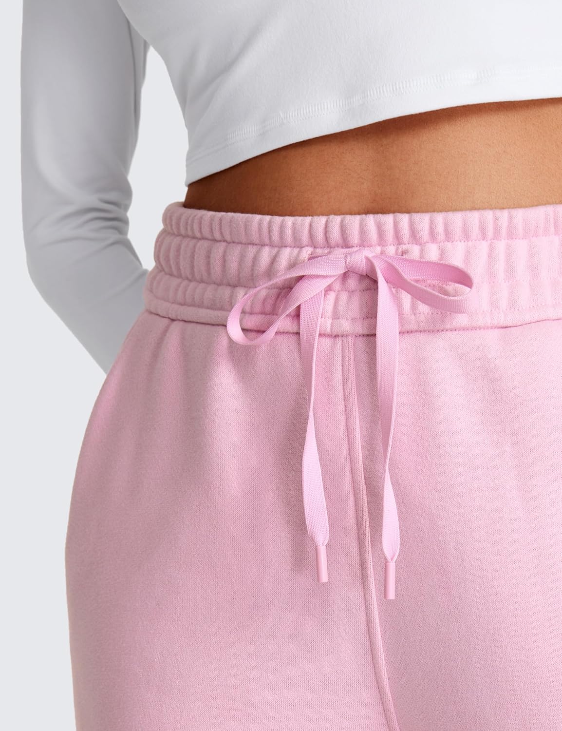 CRZ YOGA Cotton Fleece Lined Sweatpants Women 30quot Straight Leg Casual Lounge Sweat Pants for WomenPink Peony