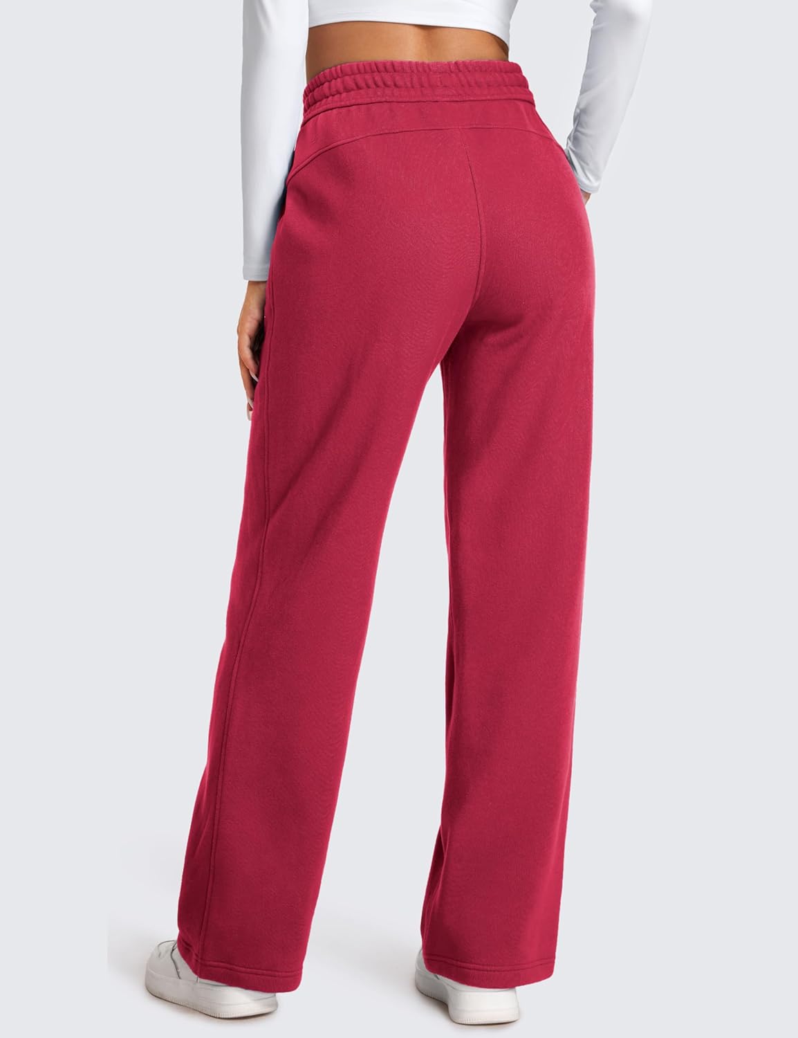 CRZ YOGA Cotton Fleece Lined Sweatpants Women 30quot Straight Leg Casual Lounge Sweat Pants for WomenPomegranate