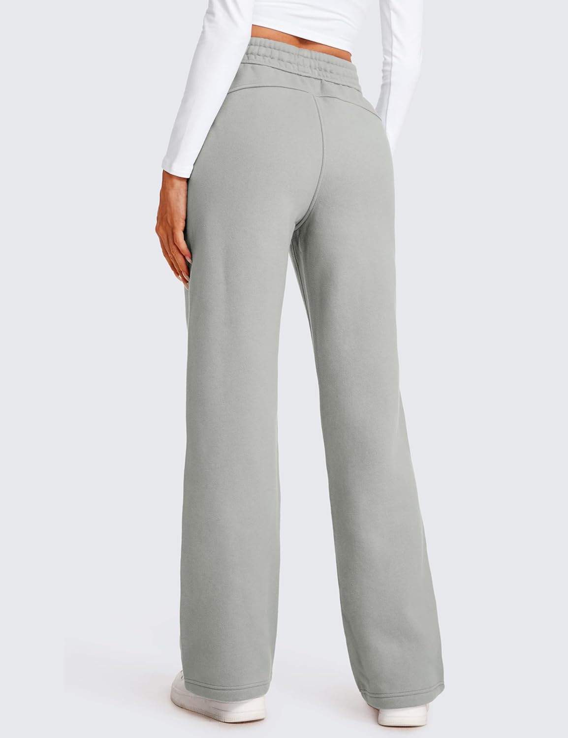 CRZ YOGA Cotton Fleece Lined Sweatpants Women 30quot Straight Leg Casual Lounge Sweat Pants for WomenSterling
