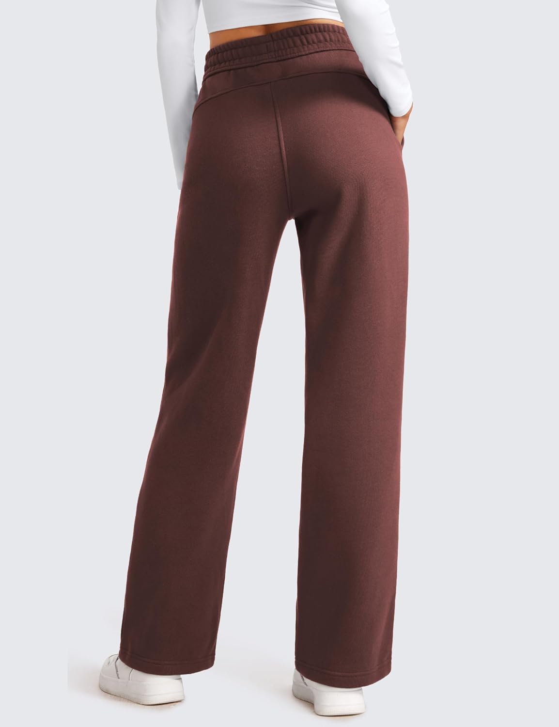CRZ YOGA Cotton Fleece Lined Sweatpants Women 30quot Straight Leg Casual Lounge Sweat Pants for WomenTaupe