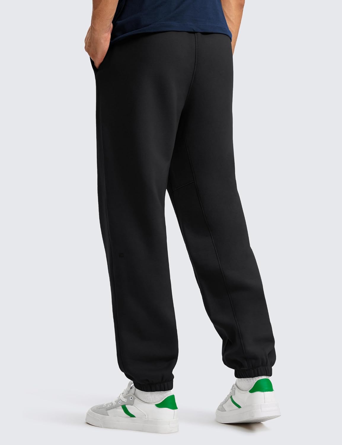CRZ YOGA Cotton Fleece Sweatpants for Men 32quot Loosed Fit Lounge Casual Elastic Bottom Sweat Pants with Zipper PocketsBlack