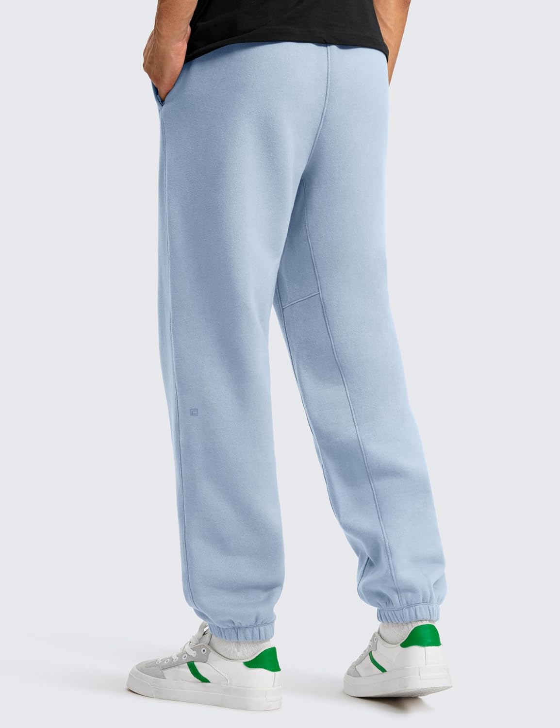 CRZ YOGA Cotton Fleece Sweatpants for Men 32quot Loosed Fit Lounge Casual Elastic Bottom Sweat Pants with Zipper PocketsCambric Blue