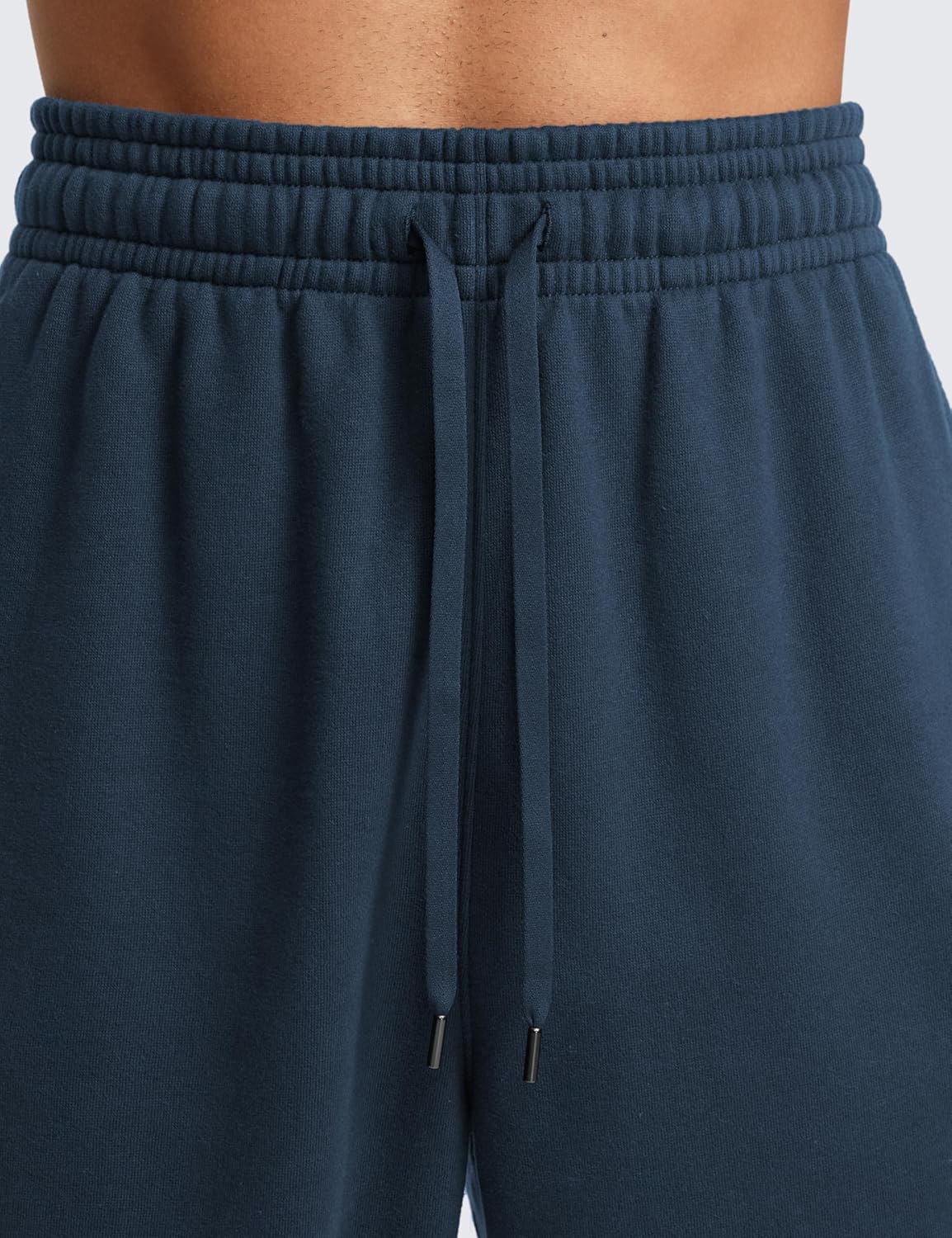 CRZ YOGA Cotton Fleece Sweatpants for Men 32quot Loosed Fit Lounge Casual Elastic Bottom Sweat Pants with Zipper PocketsInk Blue