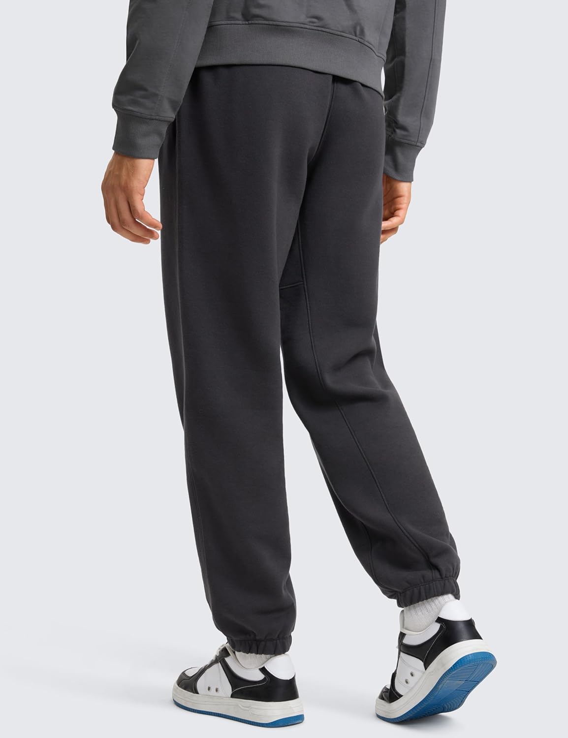 CRZ YOGA Cotton Fleece Sweatpants for Men 32quot Loosed Fit Lounge Casual Elastic Bottom Sweat Pants with Zipper PocketsMysterious Grey