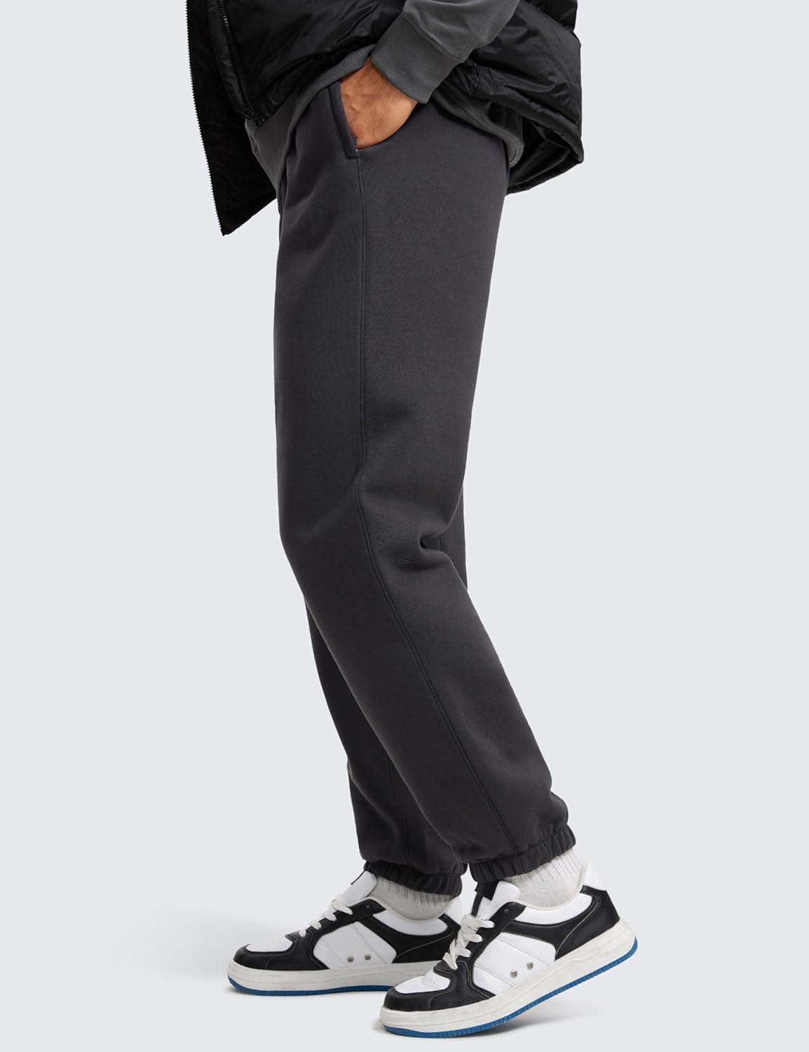 CRZ YOGA Cotton Fleece Sweatpants for Men 32quot Loosed Fit Lounge Casual Elastic Bottom Sweat Pants with Zipper PocketsMysterious Grey
