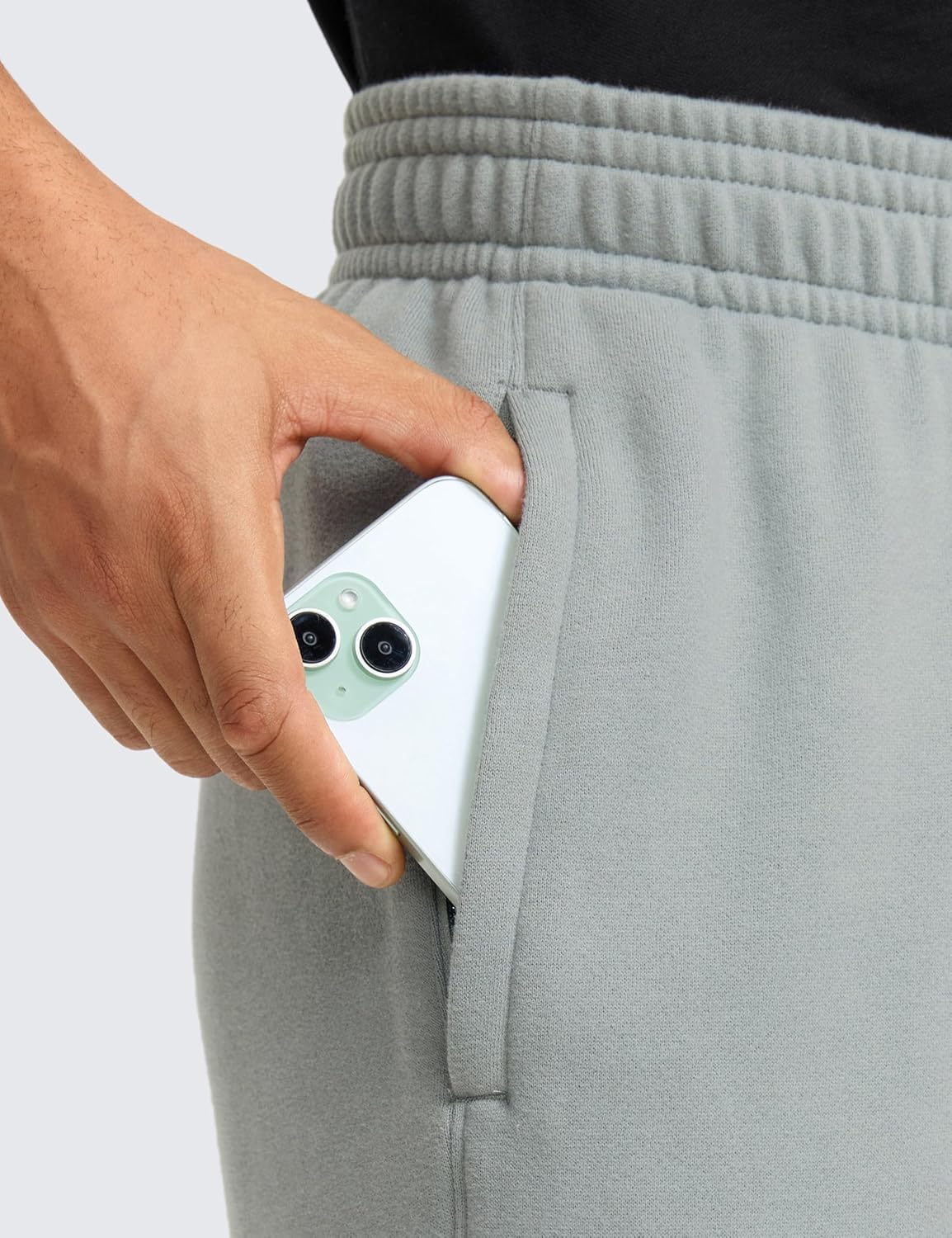 CRZ YOGA Cotton Fleece Sweatpants for Men 32quot Loosed Fit Lounge Casual Elastic Bottom Sweat Pants with Zipper PocketsSterling