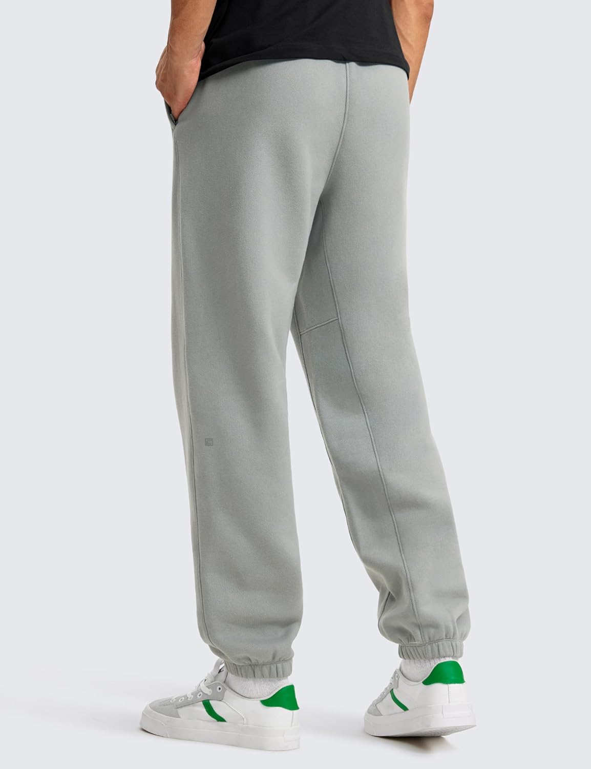 CRZ YOGA Cotton Fleece Sweatpants for Men 32quot Loosed Fit Lounge Casual Elastic Bottom Sweat Pants with Zipper PocketsSterling