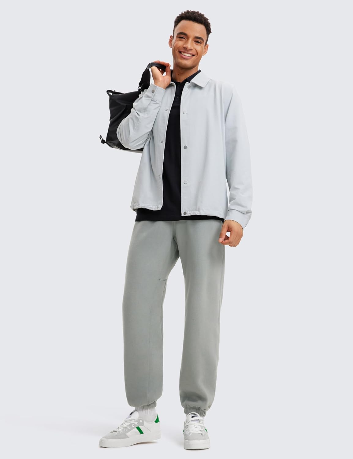CRZ YOGA Cotton Fleece Sweatpants for Men 32quot Loosed Fit Lounge Casual Elastic Bottom Sweat Pants with Zipper PocketsSterling