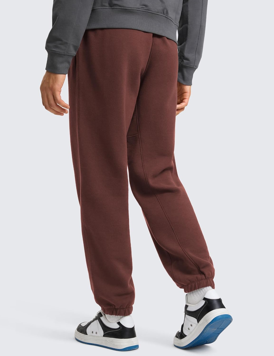 CRZ YOGA Cotton Fleece Sweatpants for Men 32quot Loosed Fit Lounge Casual Elastic Bottom Sweat Pants with Zipper PocketsTaupe