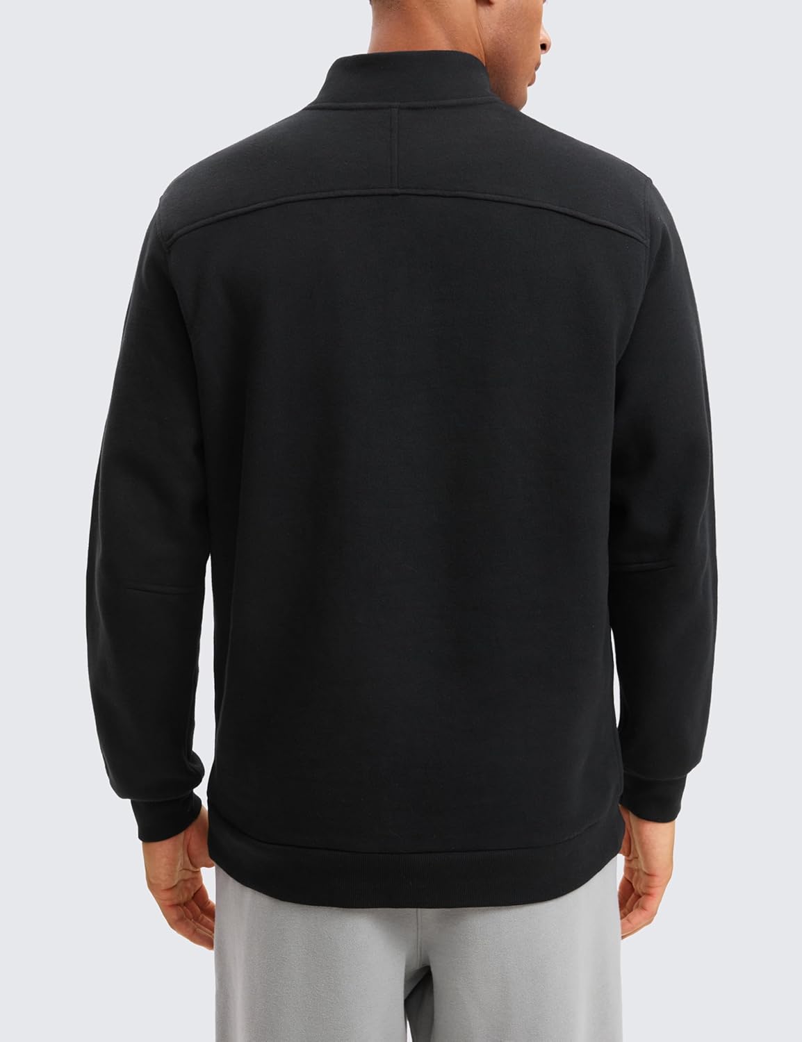 CRZ YOGA Fleece Lined Half Zip Sweatshirts for Men Mock Neck Pullover Sweatshirt Casual Workout Daily SweatersBlack