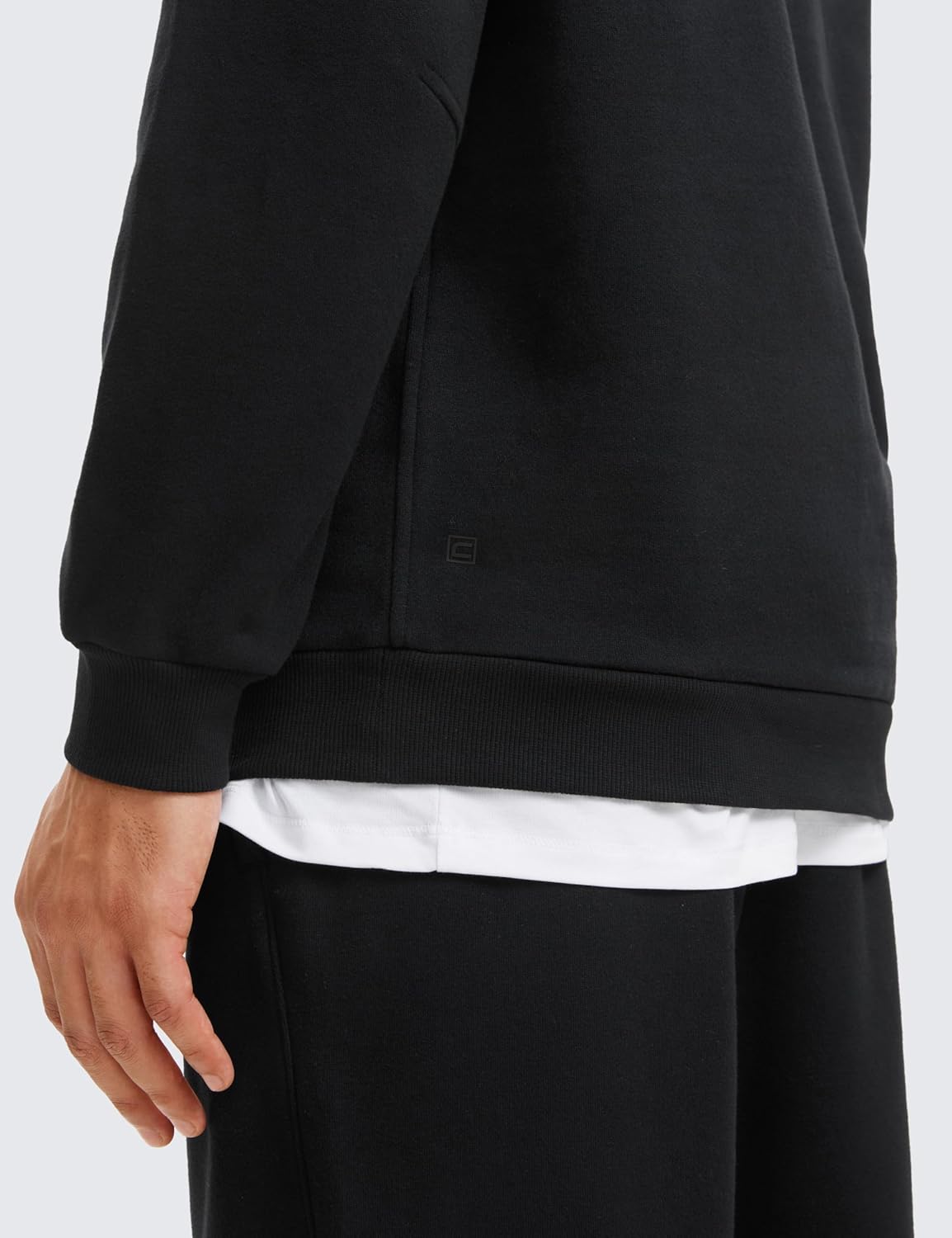 CRZ YOGA Fleece Lined Half Zip Sweatshirts for Men Mock Neck Pullover Sweatshirt Casual Workout Daily SweatersBlack