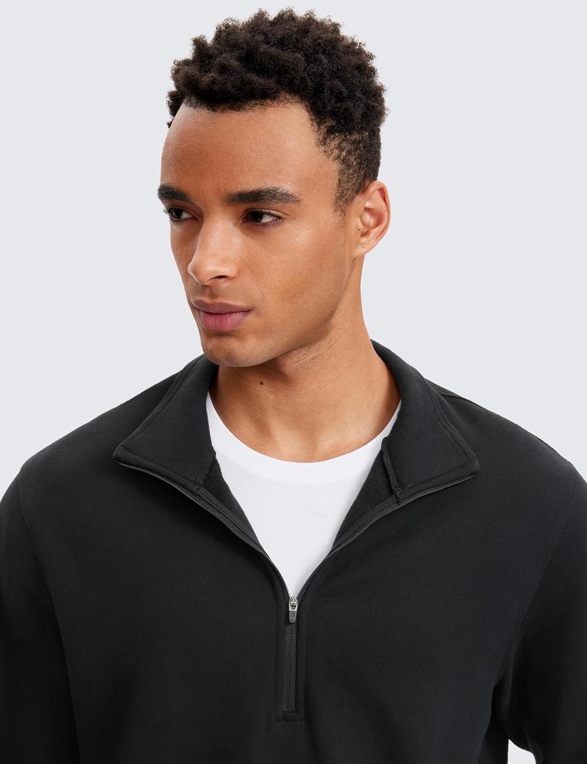 CRZ YOGA Fleece Lined Half Zip Sweatshirts for Men Mock Neck Pullover Sweatshirt Casual Workout Daily SweatersBlack