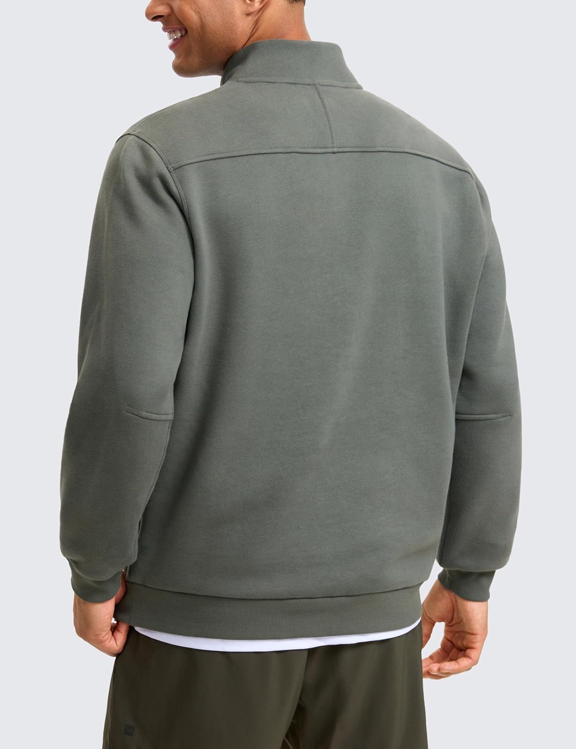 CRZ YOGA Fleece Lined Half Zip Sweatshirts for Men Mock Neck Pullover Sweatshirt Casual Workout Daily SweatersGrey Sage