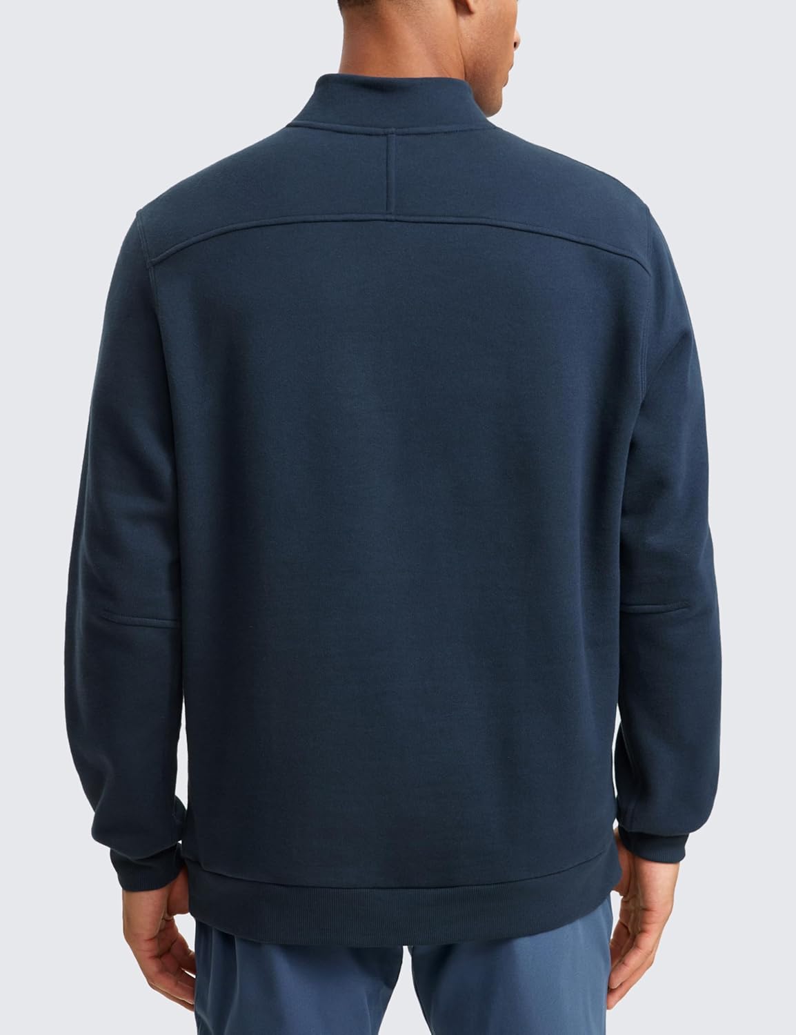 CRZ YOGA Fleece Lined Half Zip Sweatshirts for Men Mock Neck Pullover Sweatshirt Casual Workout Daily SweatersInk Blue