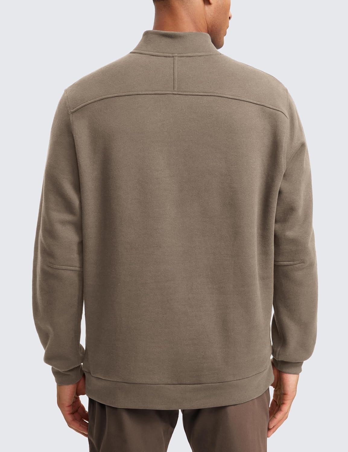 CRZ YOGA Fleece Lined Half Zip Sweatshirts for Men Mock Neck Pullover Sweatshirt Casual Workout Daily SweatersNomad Grey