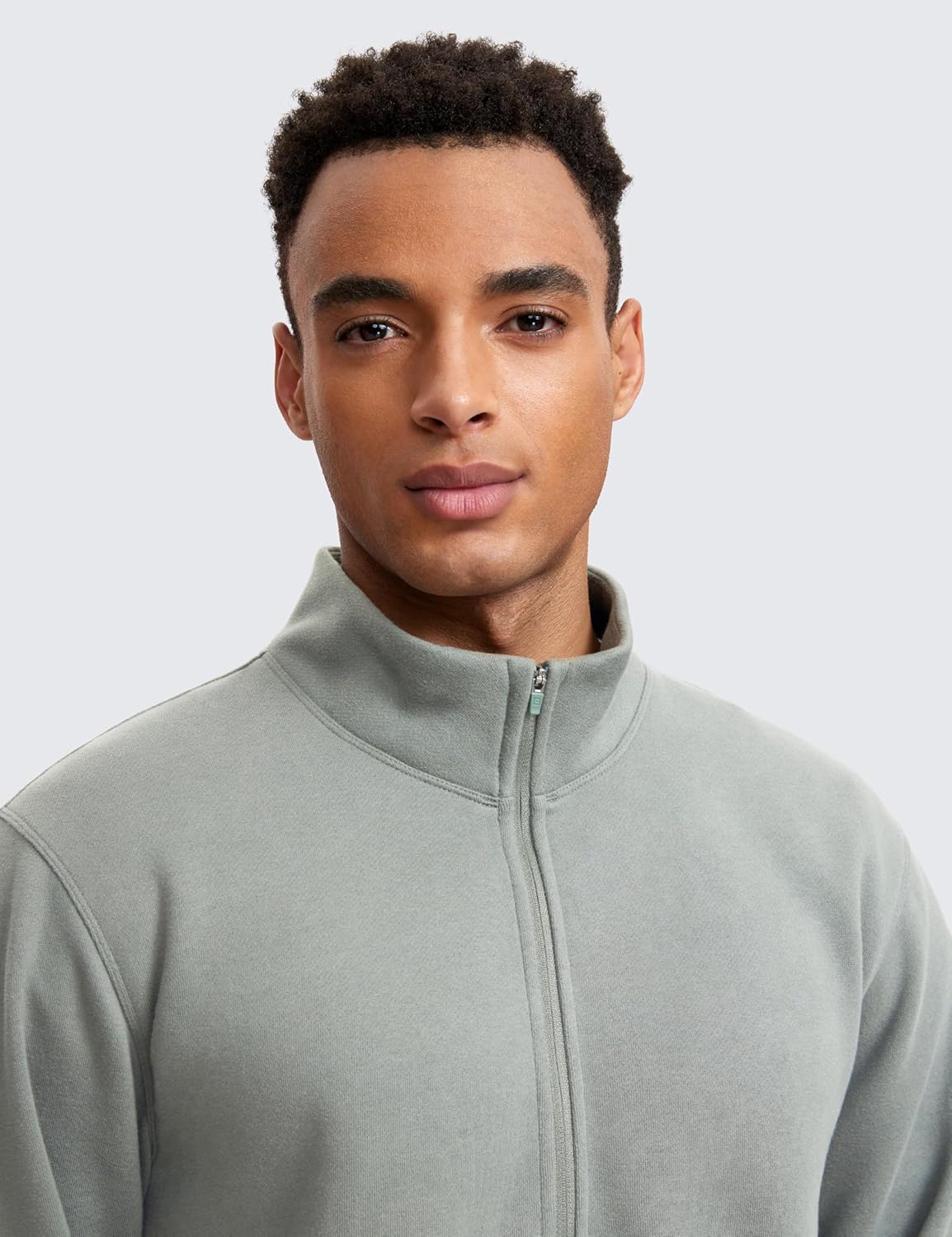 CRZ YOGA Fleece Lined Half Zip Sweatshirts for Men Mock Neck Pullover Sweatshirt Casual Workout Daily SweatersSterling
