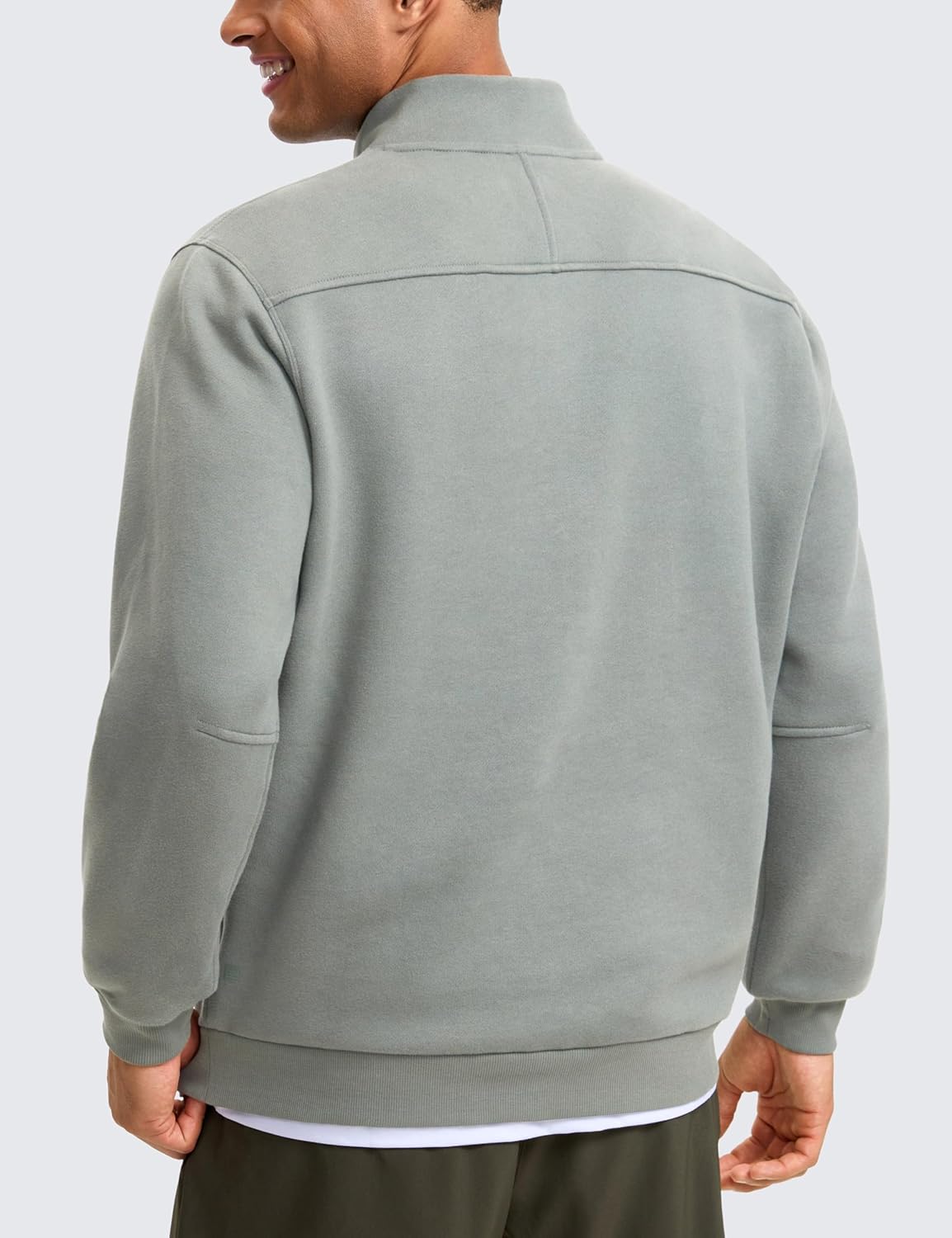 CRZ YOGA Fleece Lined Half Zip Sweatshirts for Men Mock Neck Pullover Sweatshirt Casual Workout Daily SweatersSterling