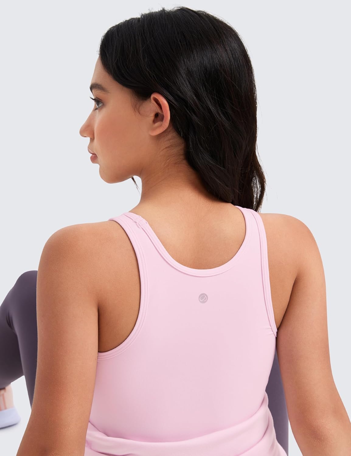 CRZ YOGA Girls Butterluxe Double Lined Tank Tops Crew Round Neck Racerback Teen Kid Workout Casual Dance Crop SleevelessPink Peony