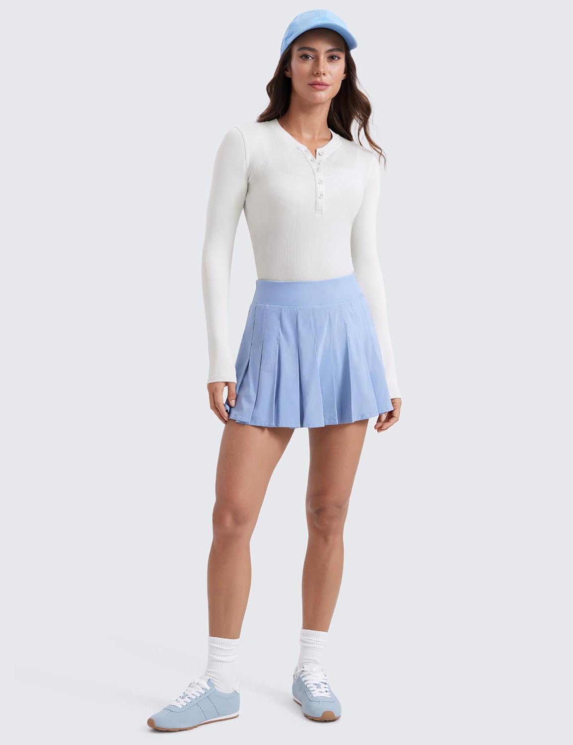 CRZ YOGA Long Sleeve Henley Shirts for Women Soft Casual Tight Tops Stretchy Knit Layering Basic Fitted Fall ShirtMilky White Bone