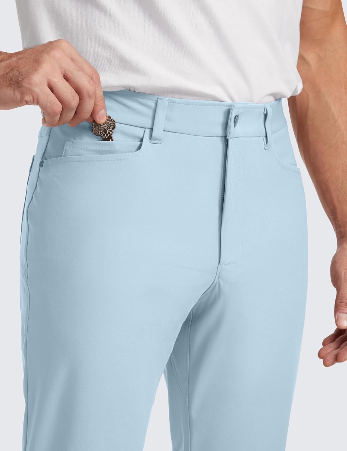 CRZ YOGA Mens All Day Comfy Golf Pants with 5Pocket  30quot32quot34 Quick Dry Lightweight Casual Work Stretch PantsChambray Blue