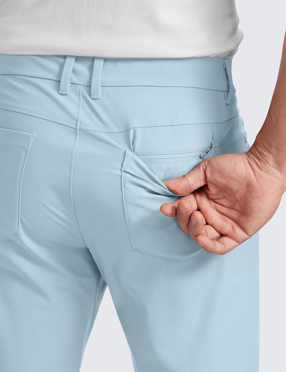 CRZ YOGA Mens All Day Comfy Golf Pants with 5Pocket  30quot32quot34 Quick Dry Lightweight Casual Work Stretch PantsChambray Blue