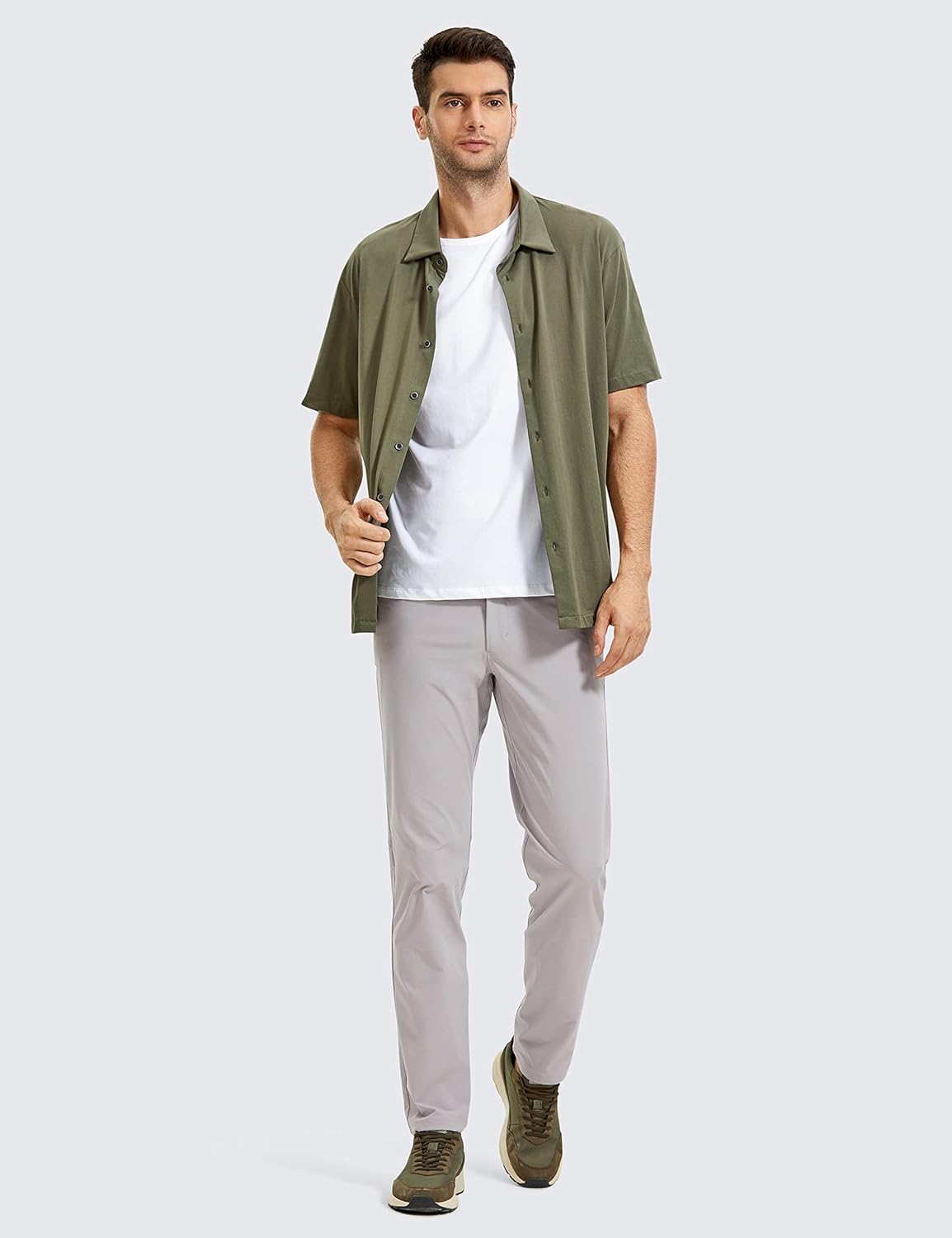 CRZ YOGA Mens All Day Comfy Golf Pants with 5Pocket  30quot32quot34 Quick Dry Lightweight Casual Work Stretch PantsGull Gray