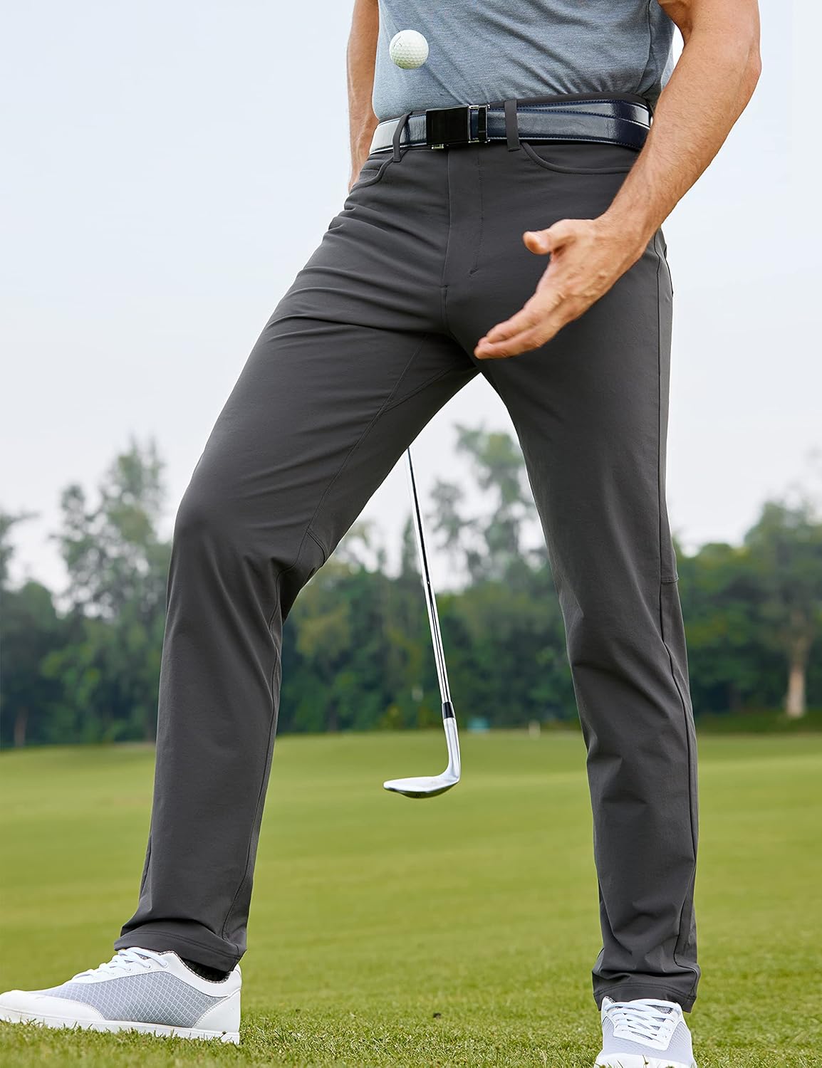 CRZ YOGA Mens All Day Comfy Golf Pants with 5Pocket  30quot32quot34 Quick Dry Lightweight Casual Work Stretch PantsInk Gray