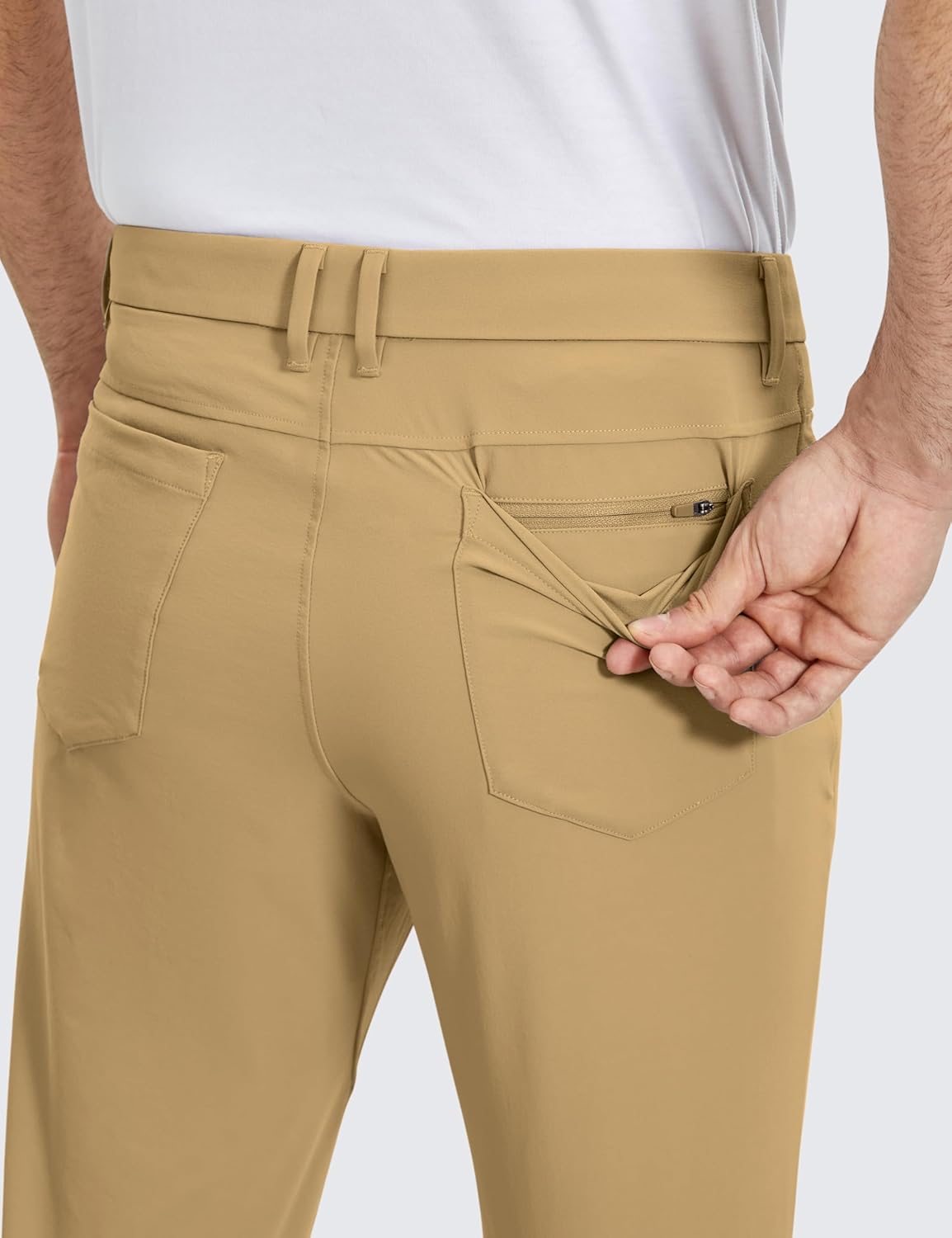 CRZ YOGA Mens All Day Comfy Golf Pants with 5Pocket  30quot32quot34 Quick Dry Lightweight Casual Work Stretch PantsKhaki Sand