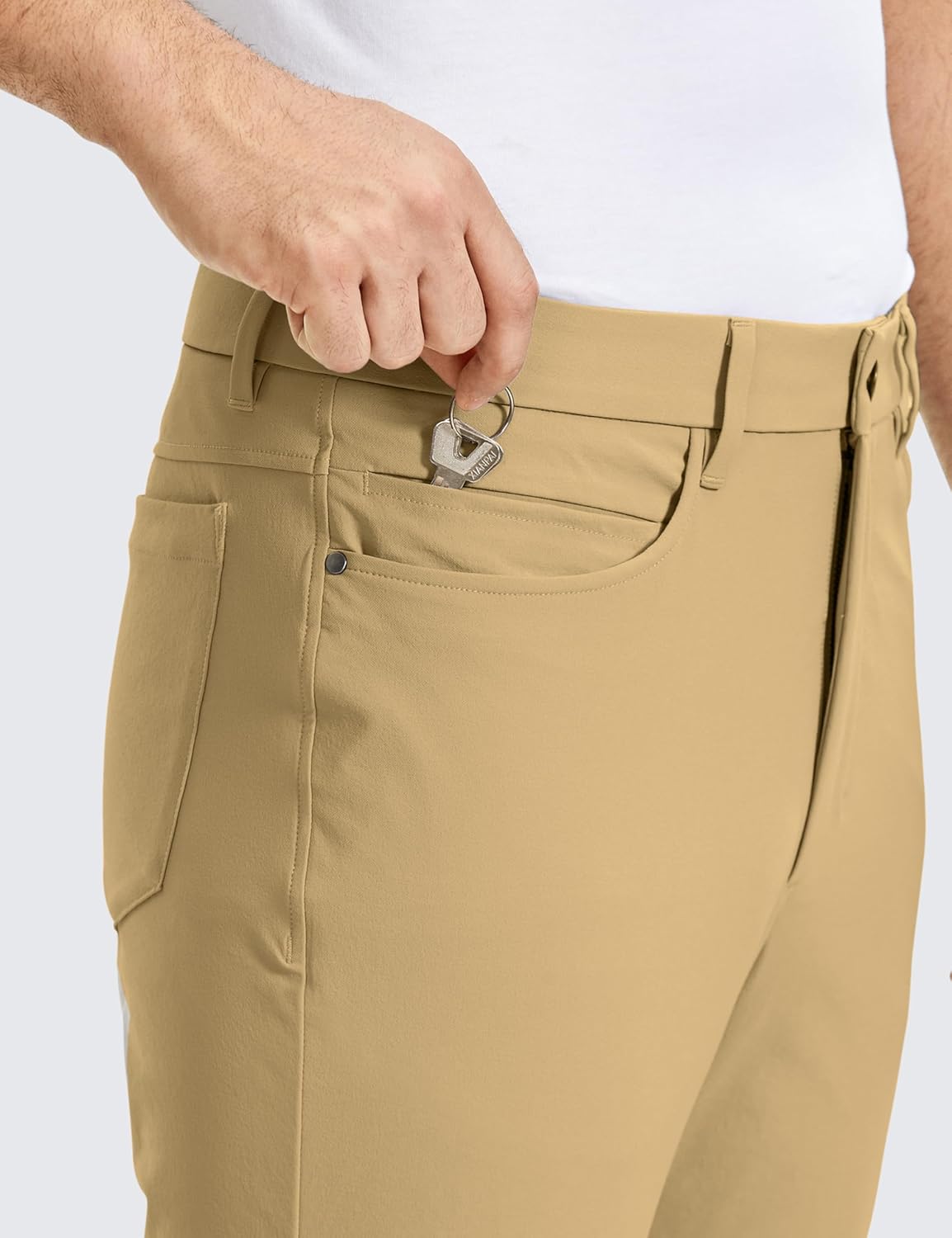 CRZ YOGA Mens All Day Comfy Golf Pants with 5Pocket  30quot32quot34 Quick Dry Lightweight Casual Work Stretch PantsKhaki Sand