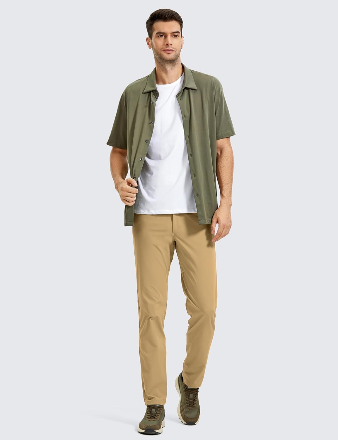 CRZ YOGA Mens All Day Comfy Golf Pants with 5Pocket  30quot32quot34 Quick Dry Lightweight Casual Work Stretch PantsKhaki Sand