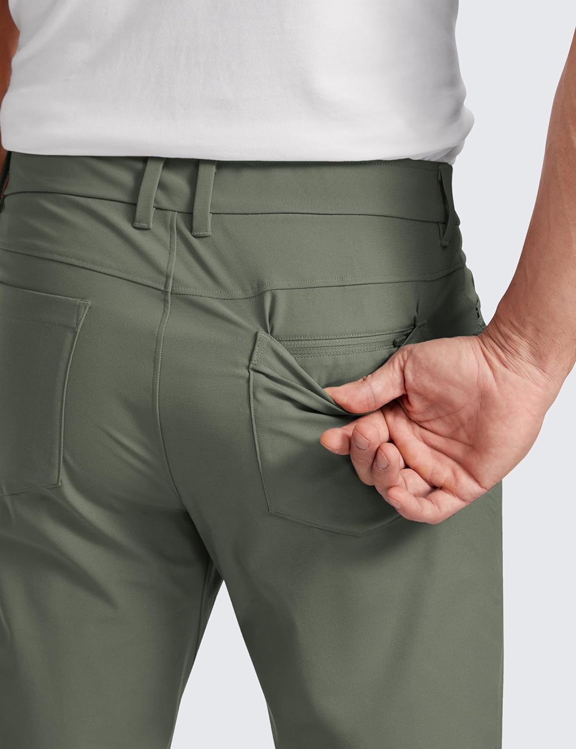 CRZ YOGA Mens All Day Comfy Golf Pants with 5Pocket  30quot32quot34 Quick Dry Lightweight Casual Work Stretch PantsLight Army Green