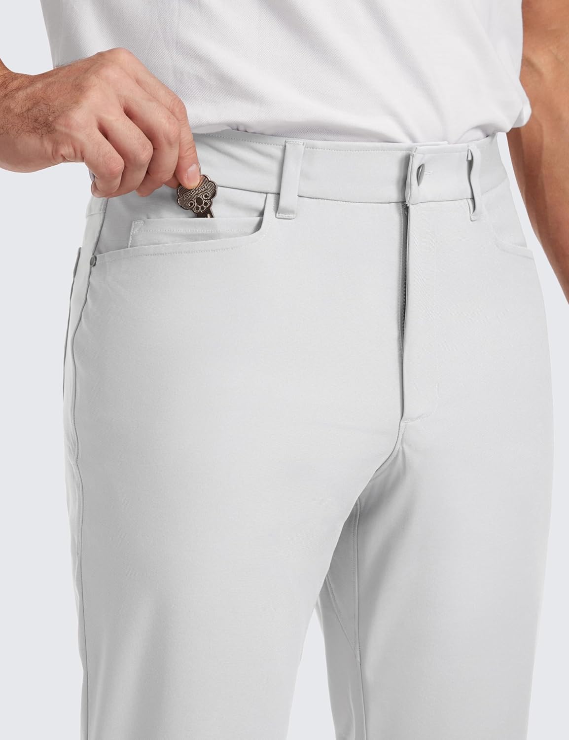 CRZ YOGA Mens All Day Comfy Golf Pants with 5Pocket  30quot32quot34 Quick Dry Lightweight Casual Work Stretch PantsPlatinum Grey
