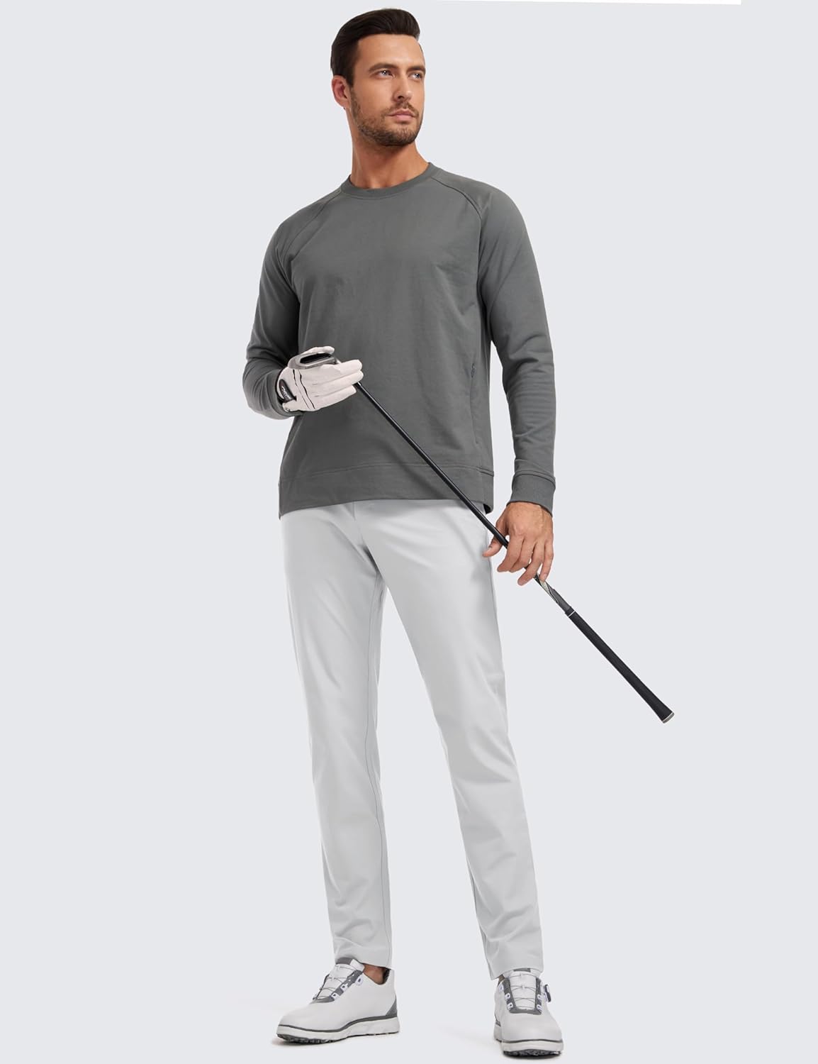 CRZ YOGA Mens All Day Comfy Golf Pants with 5Pocket  30quot32quot34 Quick Dry Lightweight Casual Work Stretch PantsPlatinum Grey